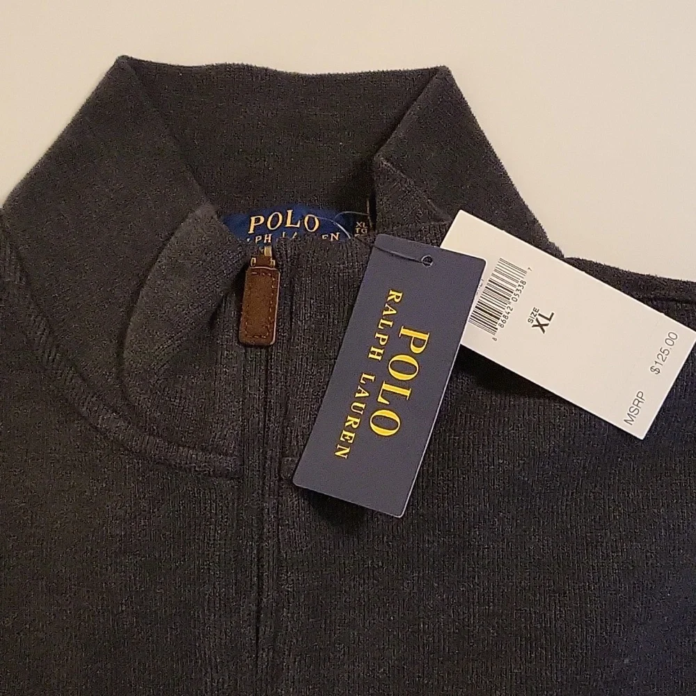 NWT Men's XL Polo Ralph Lauren French Knit Half-Zip Long Sleeve Pullover Sweater - Picture 3 of 9